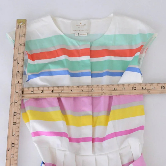 Kate Spade New York Multi Cape Stripe Pleated  Shirt Midi Dress 0 - Picture 4 of 15